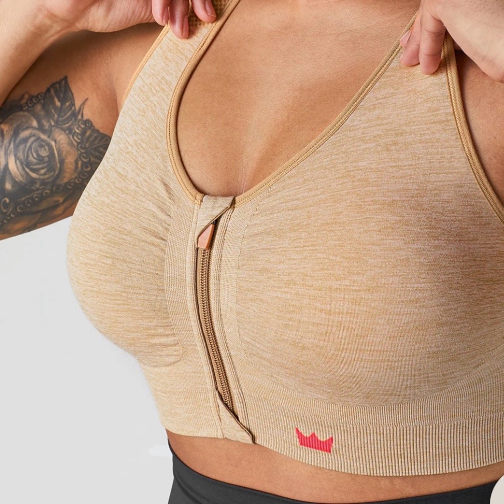 SHEFIT Tan Zip-Front lounge Bra